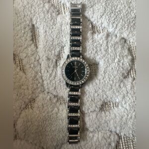 Fossil CE 1018 Black banded watch with rhinestones